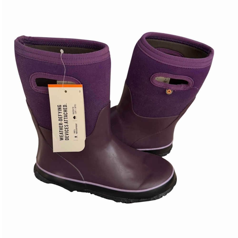 BOGS grasp girls Purple Waterproof Neoprene Rain snow Boots sz 6 youth NWT
